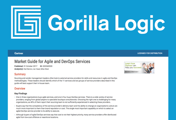 Gorilla Logic is Recognized in Gartner’s Market Guide for Agile and DevOps Services