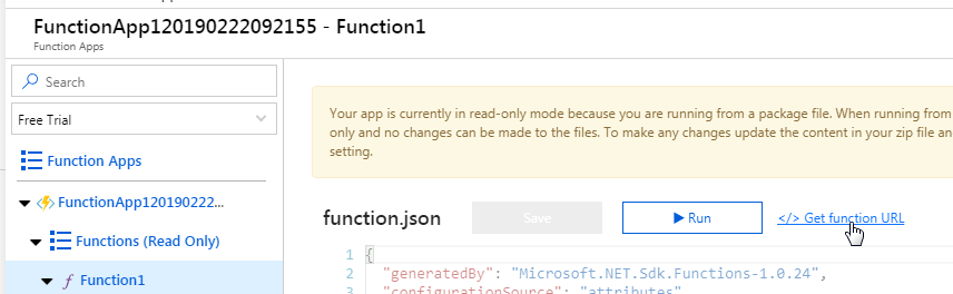 FunctionApp120190222092155 - Function1 - Microsoft Azure