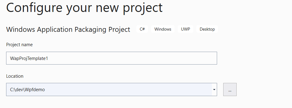 Configure your Windows application packaging project