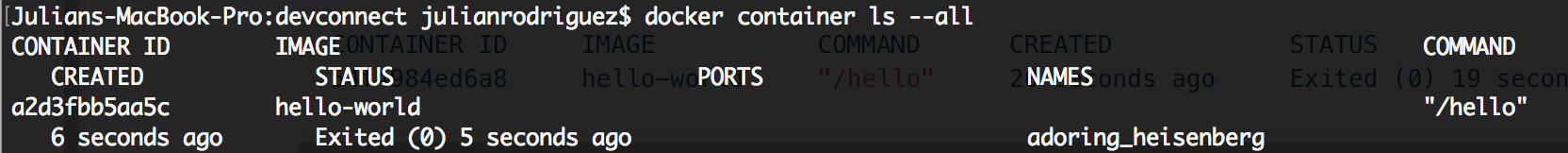 List the available Docker containers