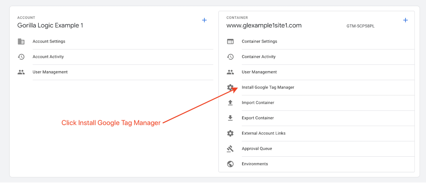 Click Install Google Tag Manager