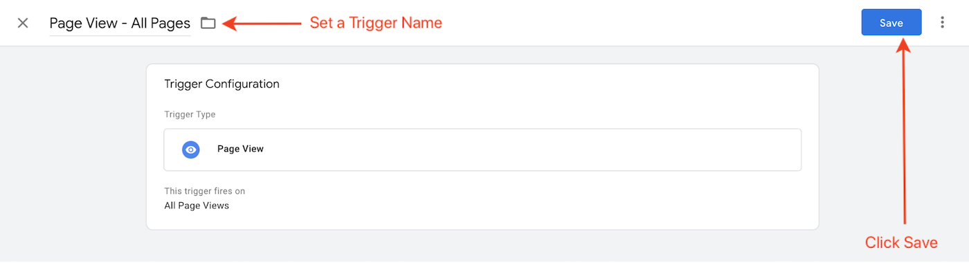 Set a Trigger name and click Save
