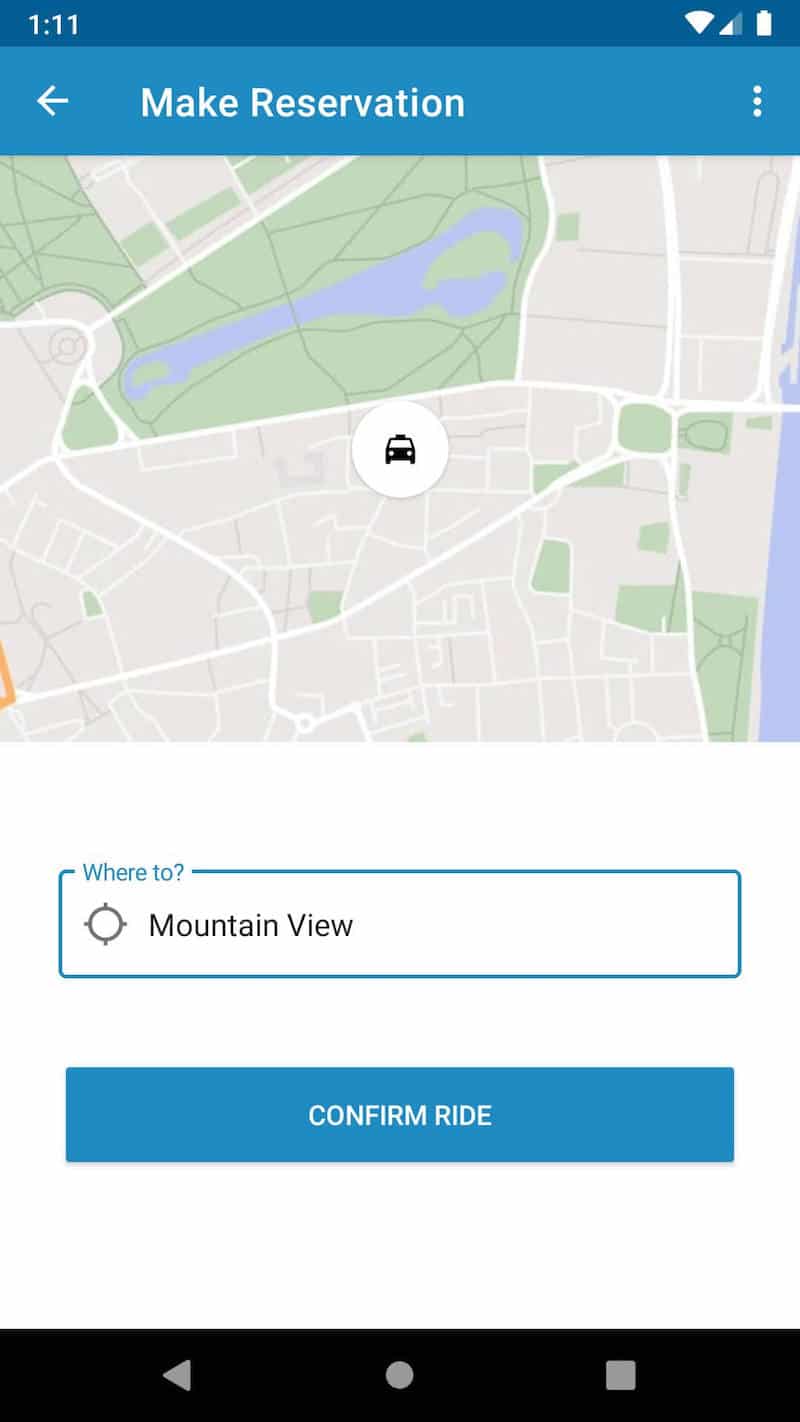 Sample Android App Taxi Reservation Confirm Ride