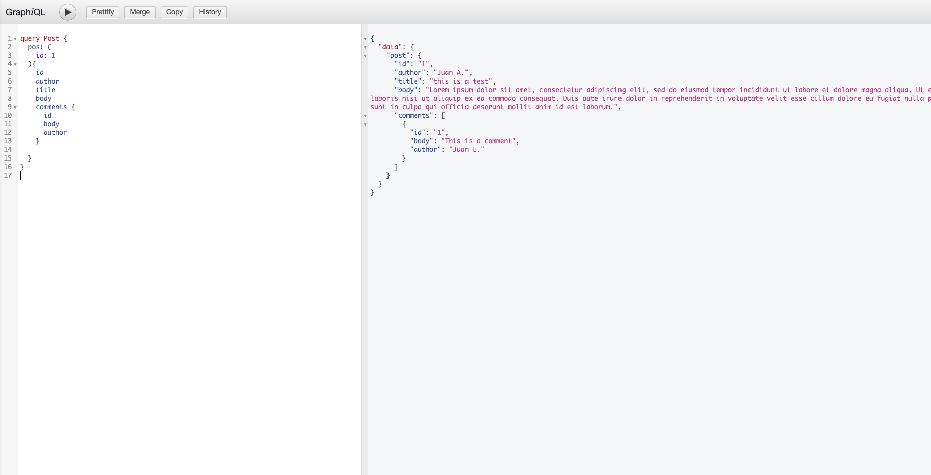 GraphiQL: to create a query by id Add query into the query file